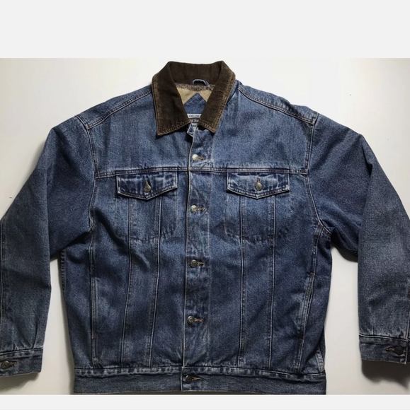 Cold Storage Mens Denim Blue Jean Lined Trucker Work Jacket Corduroy Size Large - Picture 5 of 11